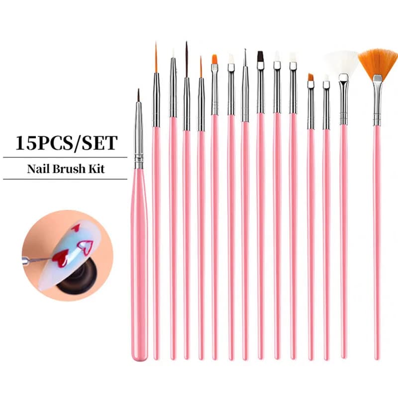 15 pezzi set di penne per nail art pennello per dettagli gel UV acrilico disegno punteggiatura manicure strumenti di design per nail art accessori per il trucco pennello per gel
