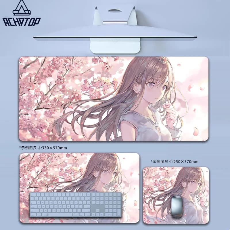 Tappetino per mouse da gioco Sakura Girl Tappetino per tastiera grande anime Tappetino per tastiera e mouse Tappetino per mouse Topografico per ufficio casa