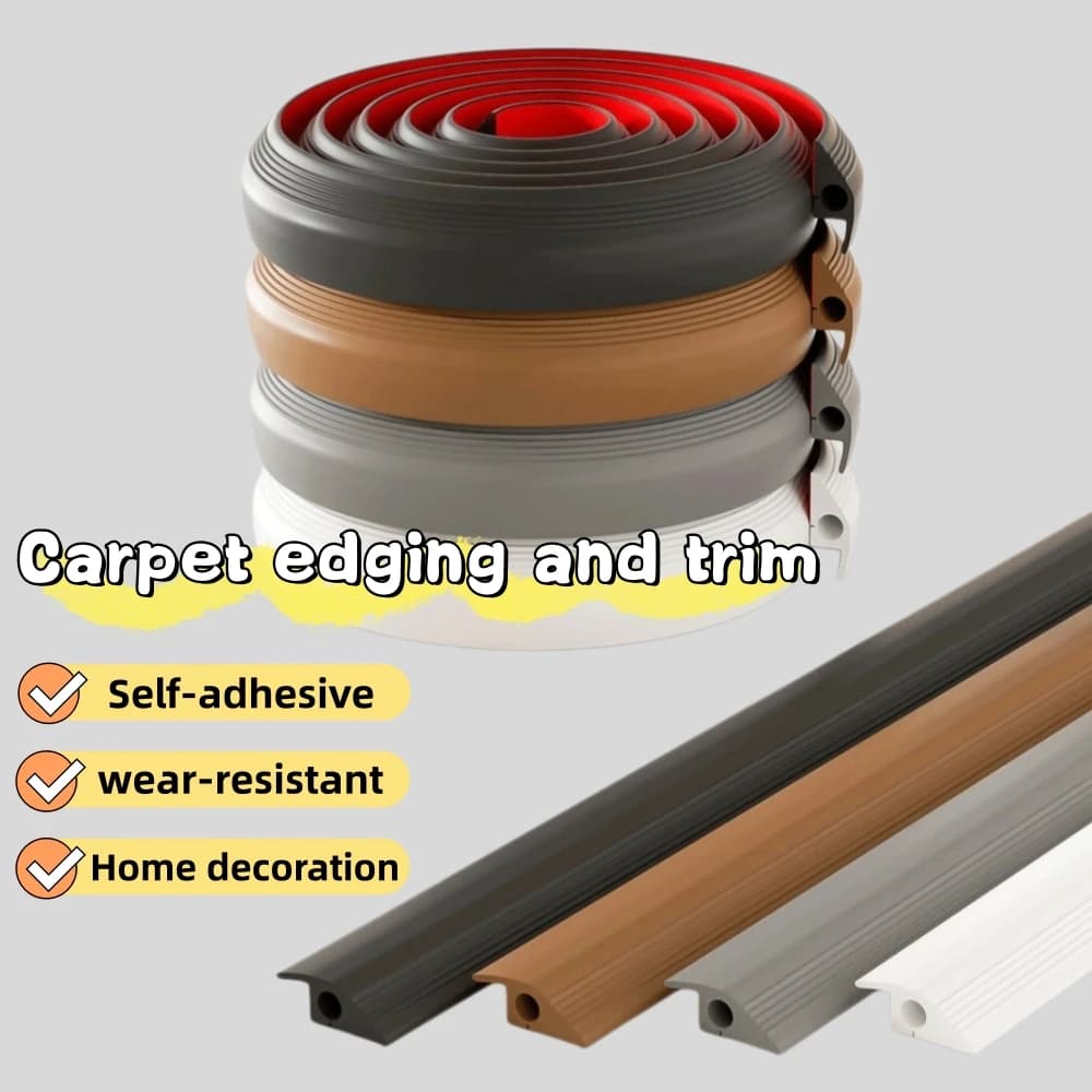 1pc 1m/2m Carpet Edge Transition Strip, Self Adhesive Carpet Floor Edge Trim, Floor Divider Strip, Cable Concealer Protector