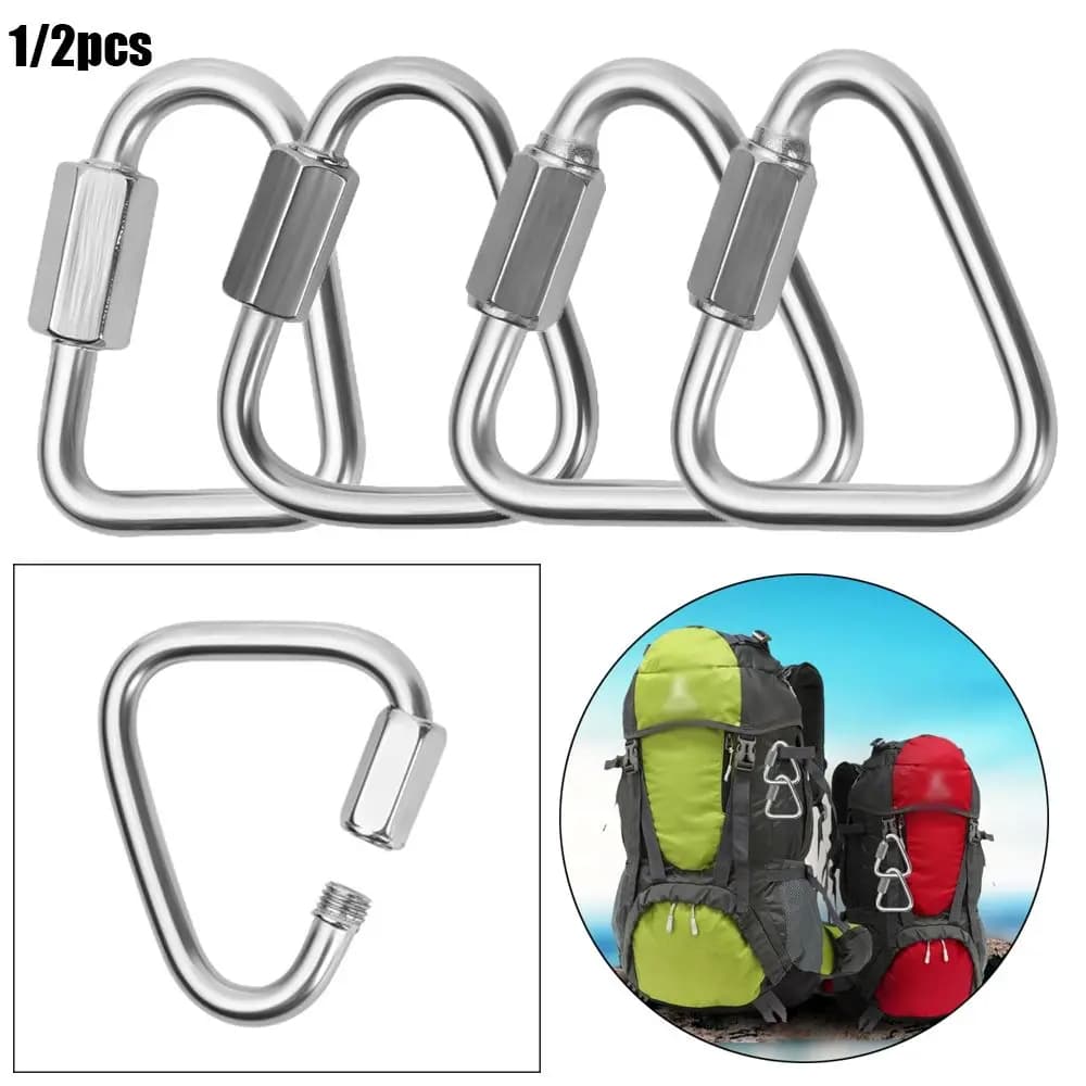 Acciaio da campeggio all'aperto Escursionismo Accessori per serratura a vite Portachiavi Clip a scatto Bollitore Fibbia Catena Gancio per appendere Moschettone triangolare