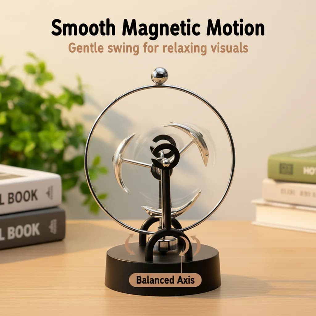 Pendolo Magnetico Creativo in Metallo a Movimento Perpetuo, Decorazione da Scrivania per Amanti della Scienza, Idea Regalo Unica, Statuetta Angelo da Scrivania
