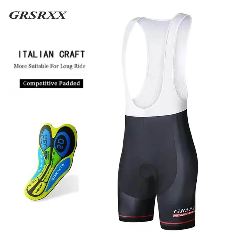GRSRXX Pantaloncini da Ciclismo con Bretelle per Uomo, Alta Elasticità, Traspiranti, per MTB e Bici da Strada, Abbigliamento da Ciclismo Professionale
