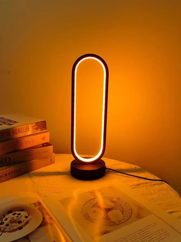 1 pz lampada da tavolo camera da letto anello lampada da tavolo soggiorno lampada da comodino dimmerabile USB in bianco e nero LED piccola luce notturna