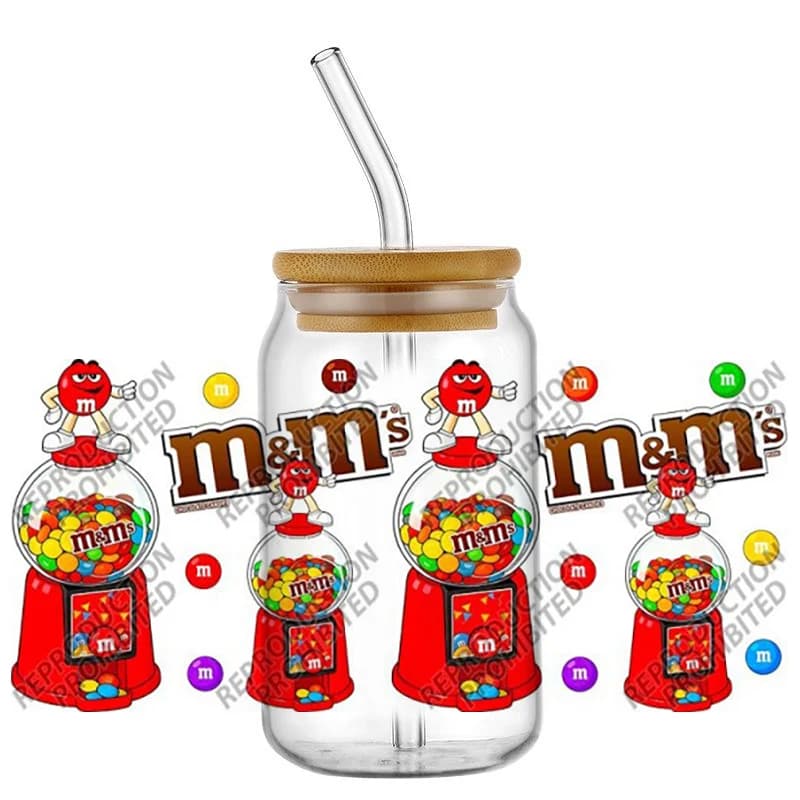 Adesivi 3D UV DTF con Motivo Retro a Fagioli di Cioccolato per Bicchieri da 16oz Libbey, Decalcomanie Anti-graffio per Bicchieri, per Decorazioni Fai-da-te e Regali