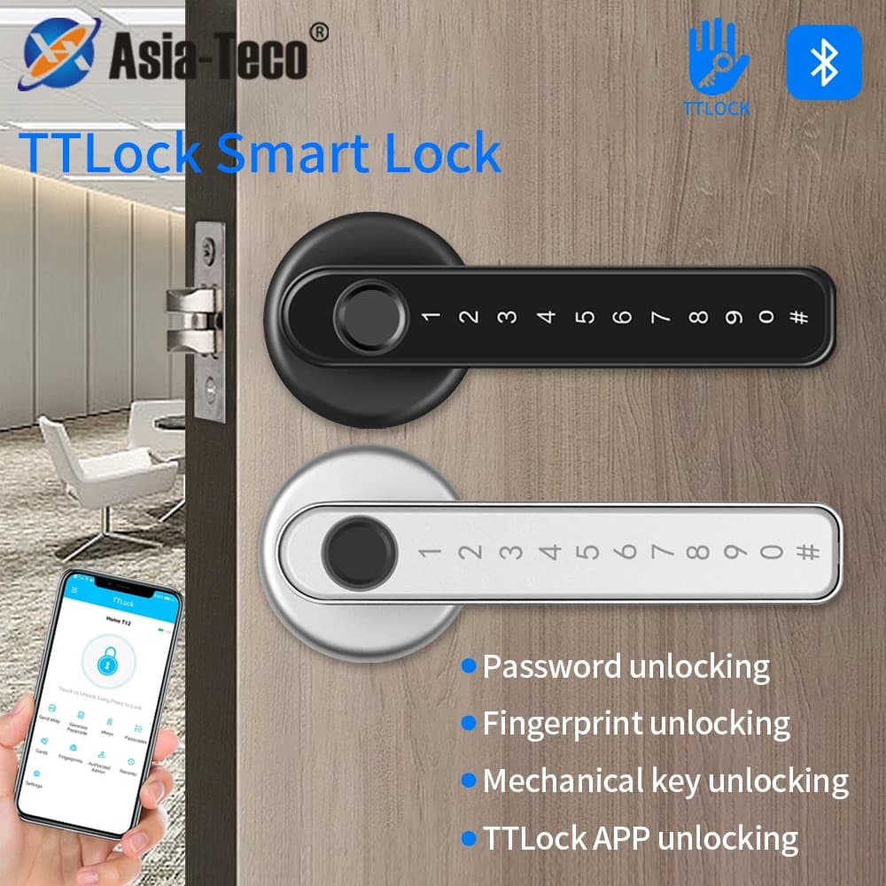 TTLock/tuya APP Blocco intelligente delle impronte digitali Codice password Serratura della porta Blocco biometrico delle impronte digitali Bluetooth Blocco elettronico della maniglia