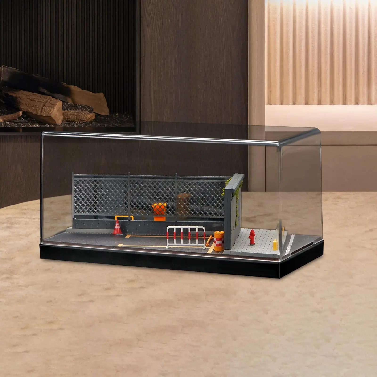 1/64 Diorama Vetrina per auto Collezione di paesaggi antipolvere Ornamento Layout decorativo realistico Organizer Vetrina Decorazioni per la casa
