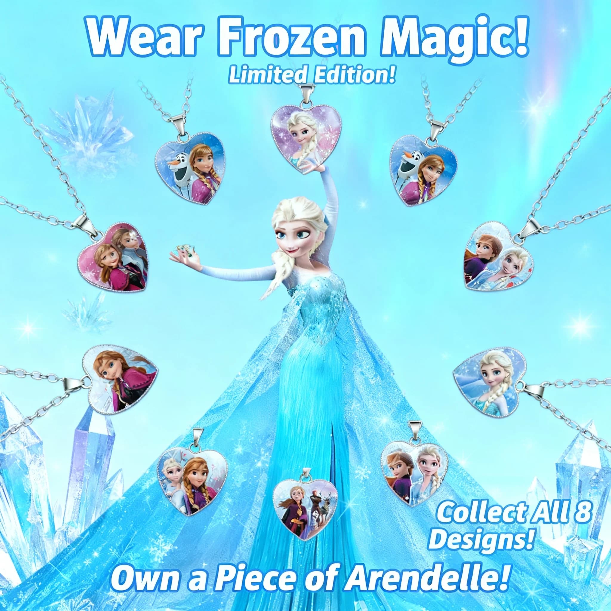 Collana con ciondolo Frozen Princess Elsa Anna Disney Anime, accessori per gioielli per bambini, regali di compleanno per bambini, personaggi adorabili