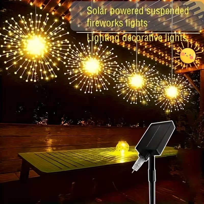 Luci Solari LED a Sfera Effetto Fuochi d'Artificio per Esterni con 8 Modalità, Classificazione IP65, Ideali per Giardini e Decorazioni Natalizie