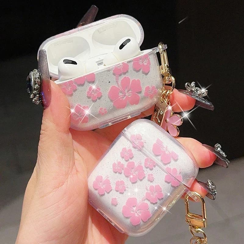 Fashionable earphone case for Airpods Pro3/Pro2/Pro for earphones with cute transparent flower pendant for Apple AirPods 1/2/3/4 Headphone Case
