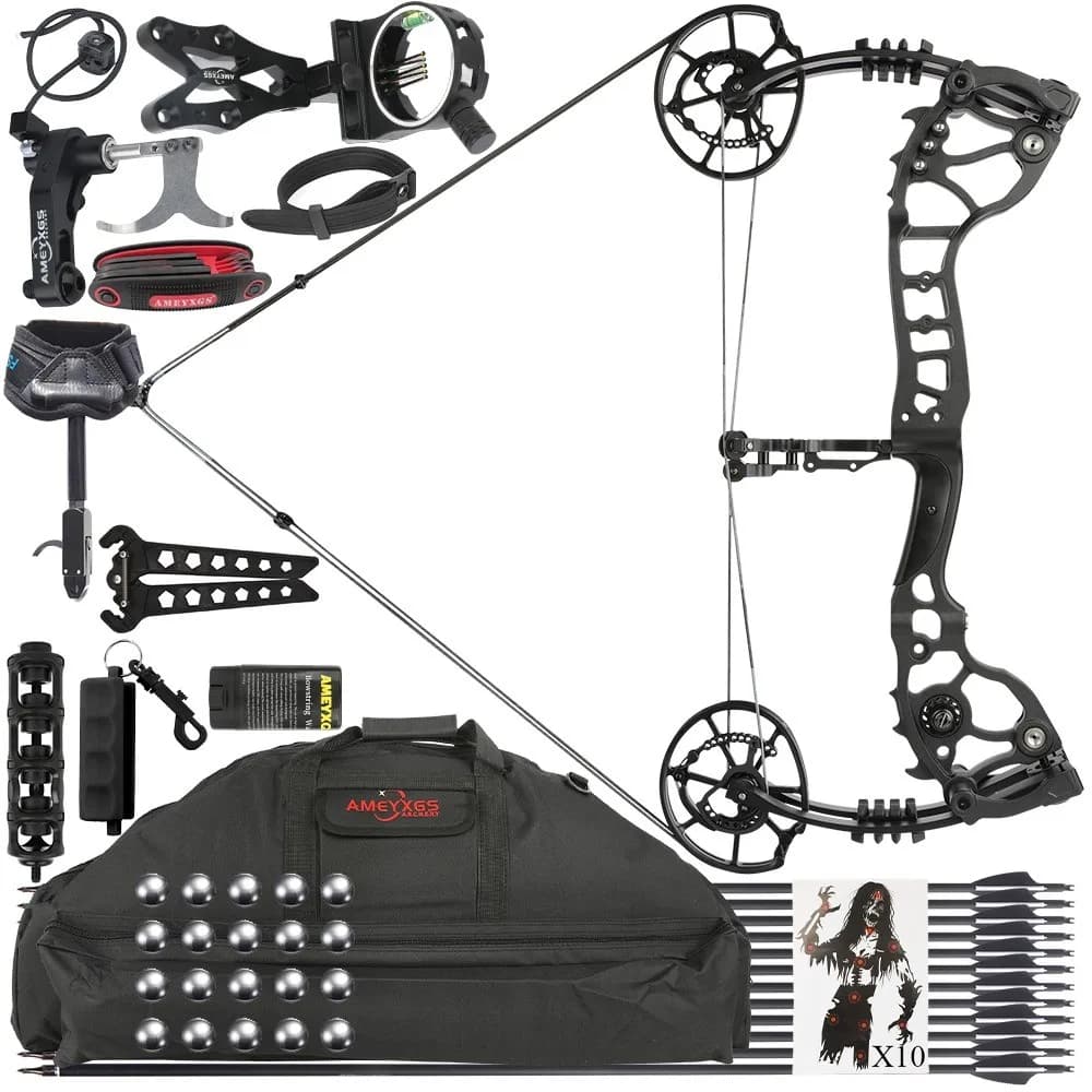 Archery 20-70 Lbs Adjustable Compound Bow Set Double Usable 430 Fps LH/RH Hunting Targeting Exercises for Outdoor Accessory