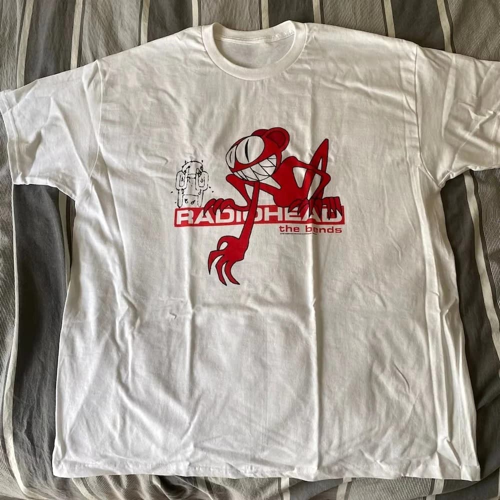T-shirt Vintage Radiohead di vendita calda The Bend Album Band Copy Pattern stampa da uomo Rock Hip Hop Artist Street Life Top