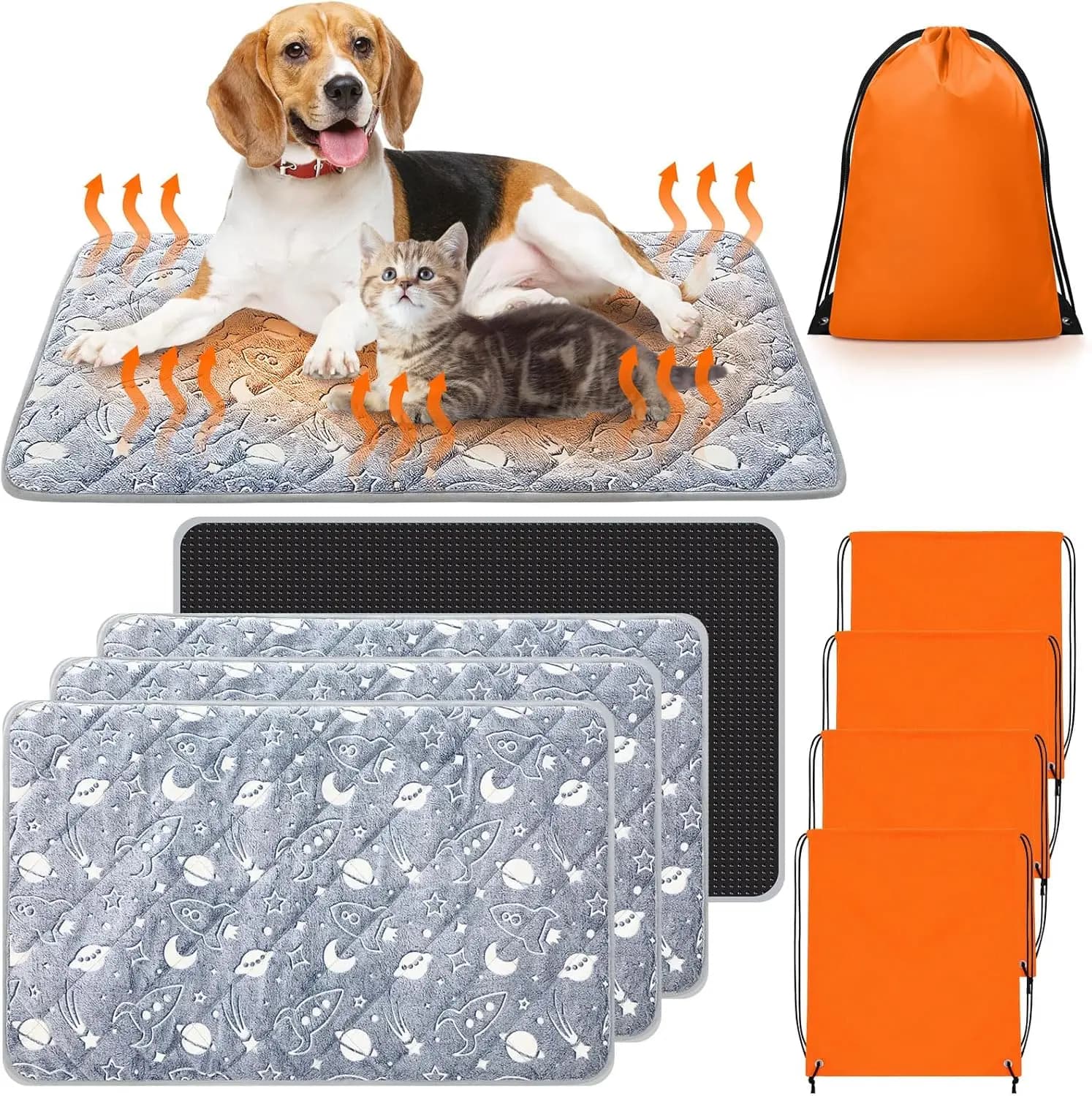 Tappetino per animali autoriscaldante da 4 pezzi, materassino termico per cani e gatti 28x45 pollici, antiscivolo lavabile per uso interno ed esterno