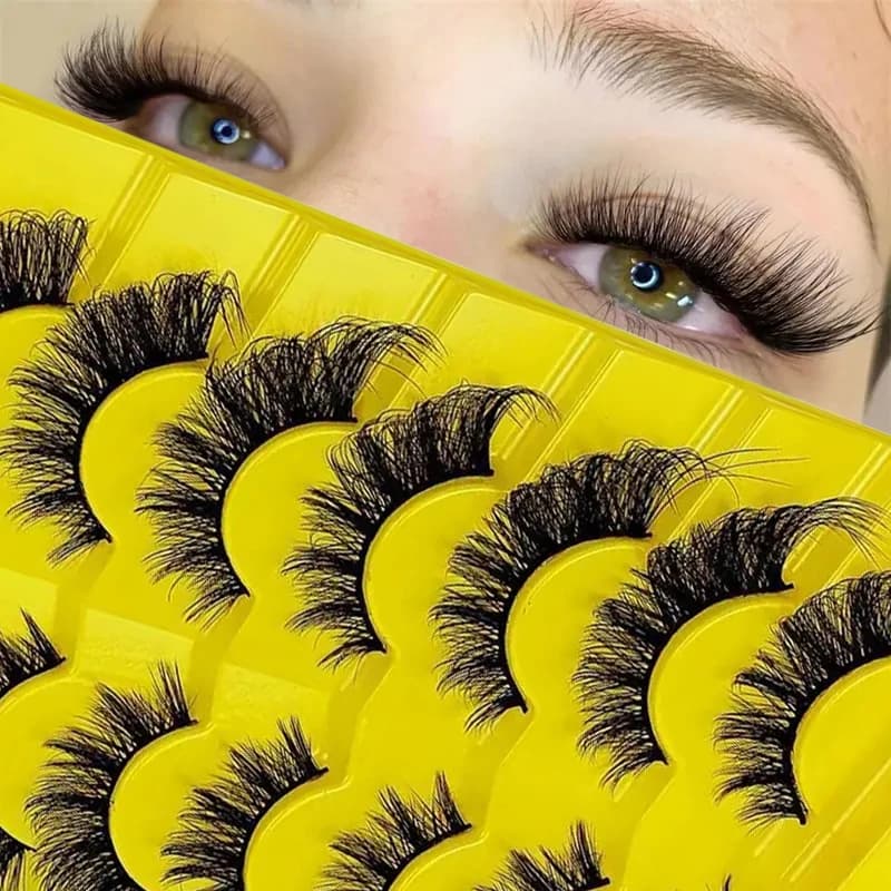 7 paia di ciglia finte ultraleggere e resistenti, simulazione 3D a forma di barra che ricrea il flusso naturale dei capelli, D-roll intelligentemente allungato, naturale