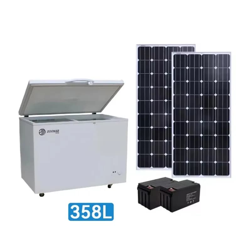 Frigorifero Congelatore Solare DC 358L 12V 24V 100W per Esterni, Dispositivo di Raffreddamento a Risparmio Energetico Compatibile con Pannello Solare e Sistema a Batteria