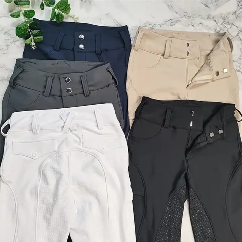 MXLLINA Pantaloni da equitazione con cerniera per bottoni Pantaloni da equitazione da donna Leggings equestri Pantaloni da competizione Collant sportivi in silicone completo Attrezzatura