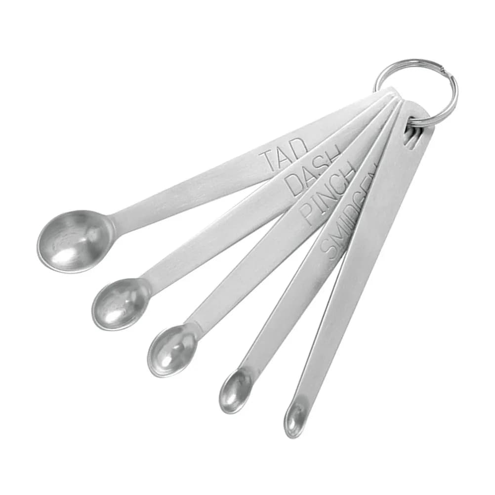 5Pcs Measuring Spoons Set Stainless Steel Rust Resistant Kitchen Baking Spice Nesting Engraved Markings Professional Home Use