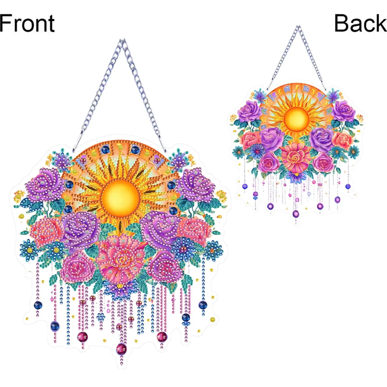 Ciondolo Decorativo 5D Fai-da-Te a Forma di Fiore e Sole in Acrilico con Diamanti