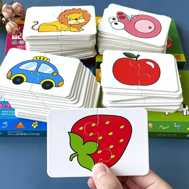 32 pcs lighting card puzzle matching early education cartoon model cognitive toys for boys and girls