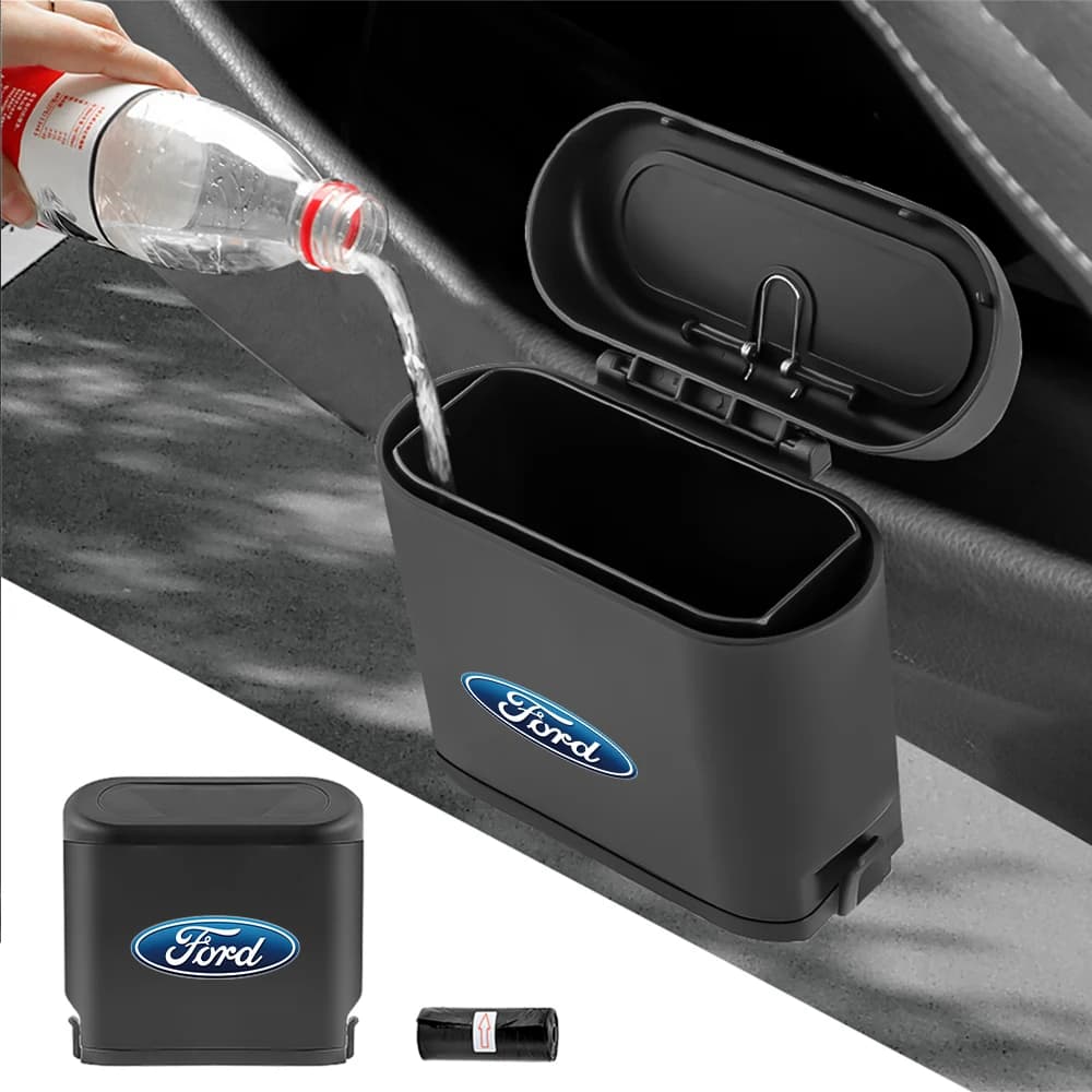 Cestino per auto con coperchio a pressione, contenitore portaoggetti, accessori auto per Ford ST Racing RS S Mustang Mondeo Edge MK Kuga Fiesta Fusion