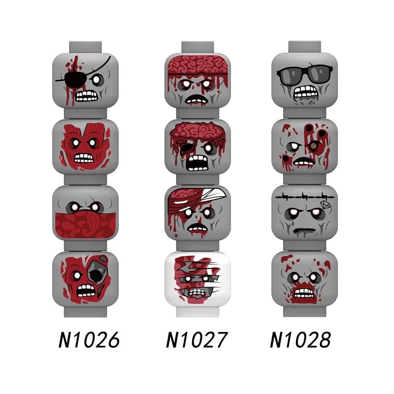 Halloween Zombie Scheletro Mostro Faccia Testa Figure Espressione facciale Building Blocks Mini parti Accessori in mattoni Giocattolo per bambini Regalo
