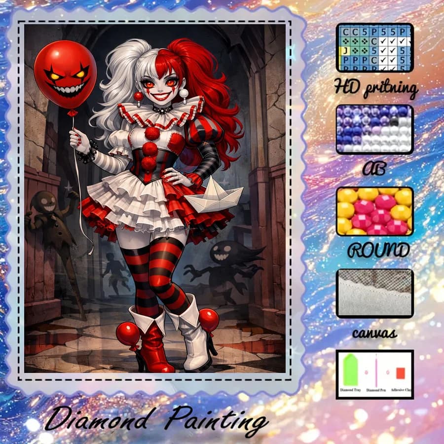 1pc-5D-DIY-Flocking Cloth-Special Drill-Diamond Painting Set-Clown Girl-Mosaic-Diamond Art