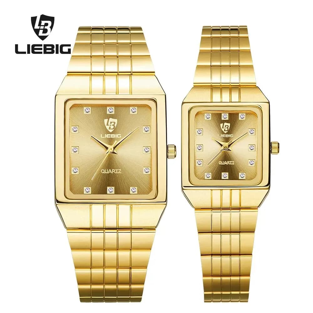 LIEBIG Luxury Stainless Steel Bracelet Golden Quartz Watch Women's Watches Casual Wrist Watch Women's Reloj Hombre Men's Watch