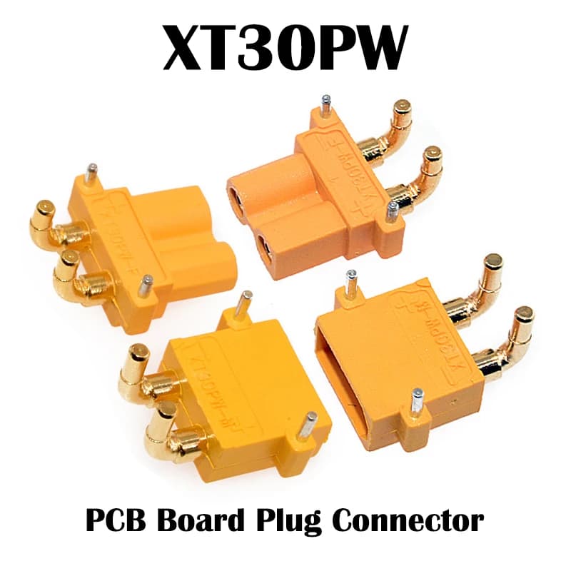 AMASS XT30PW XT30 Series Gold Plated 2Pin Right Angle PCB Mount Male Female Banana Connector for RC FPV Drone Lipo Battery ESC