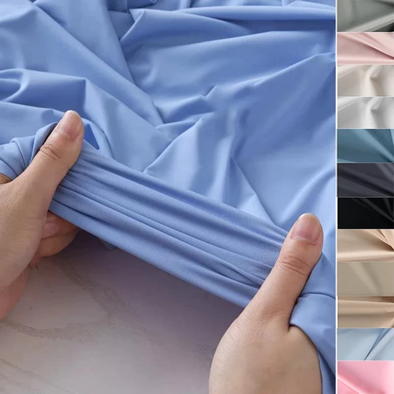 Highly Elastic Ultra Thin Ice Silk Quick Drying Fabric Smooth Breathable Anti-wrinkle for Sewing Underwear Yoga Swimwear by Half