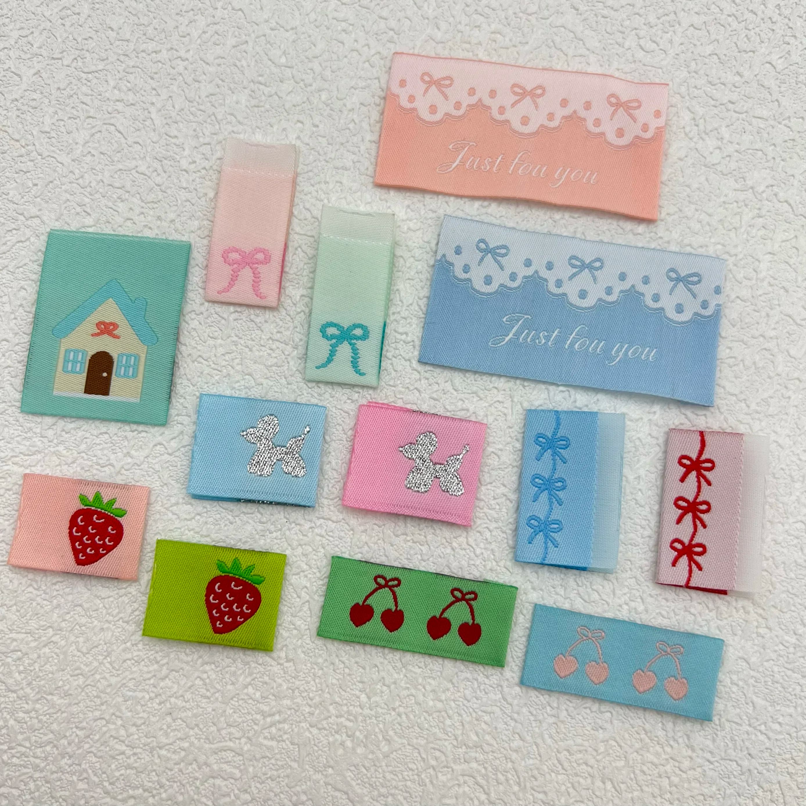 Color bow small side label handmade cloth half fold label sewing DIY accessories weaving label