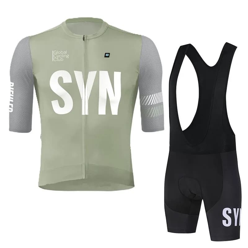 Complete set of cycling SYN for men, short sleeve summer knit, cycling clothing, mountain bike cycling jersey, cycling straps