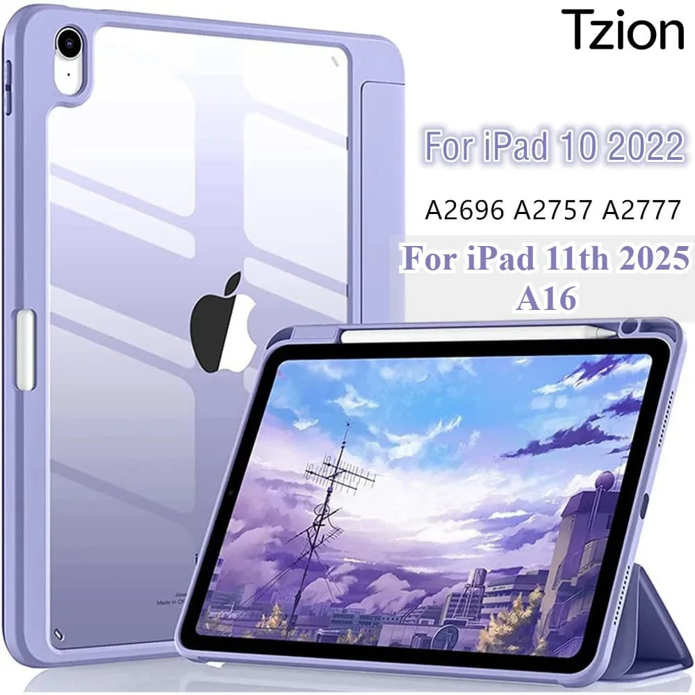 Custodia per iPad 10a Generazione 2022 con Porta Penna, Cover Protettiva Ibrida Sottile con Supporto Tri-fold