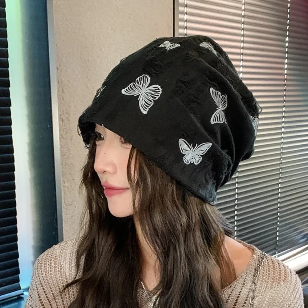 Berretti Harajuku con Stampa Farfalla, Stile Coreano Ispessito in Pile, Cappello Hip Hop Antifreddo per Esterni