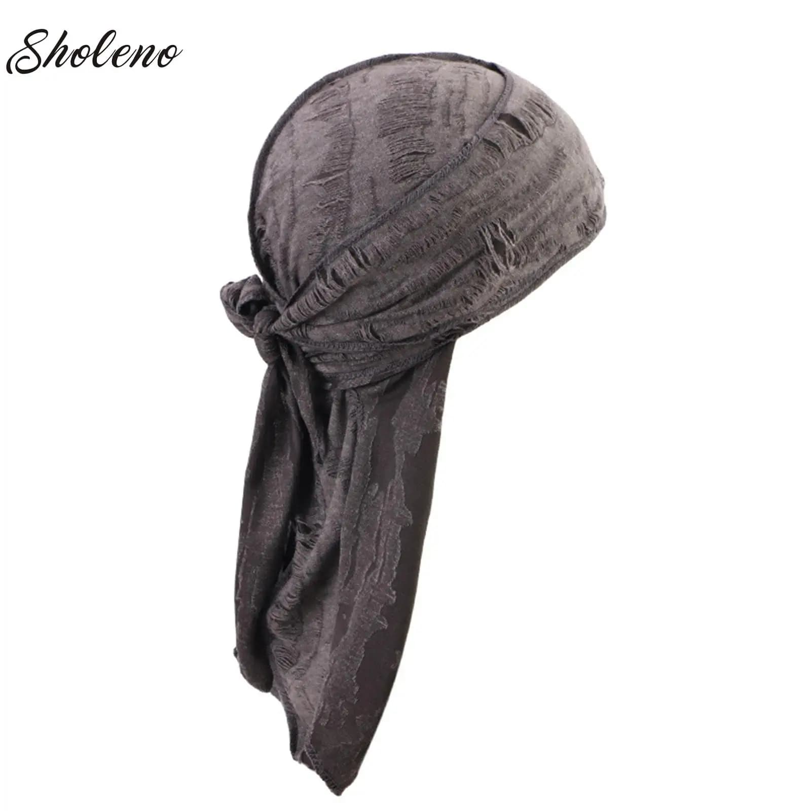 Cotone Hip Hop Bandana Foulard Fascia per ciclismo Sciarpa per la testa Coda lunga Berretto da pirata Cinghia traspirante Fascia per cappello Foro Bandana Cap