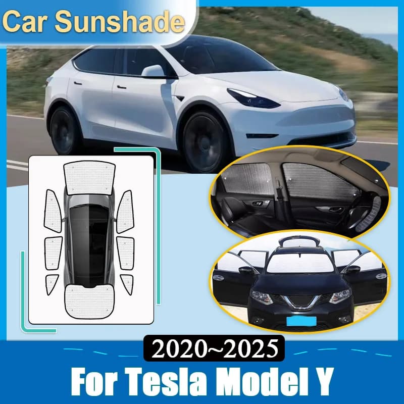 Accessori per Tesla Model Y 2020 2021~2025, Parasole Riflettente per Auto, Visiera Protettiva per Parabrezza, Protezione UV, Accessori Auto