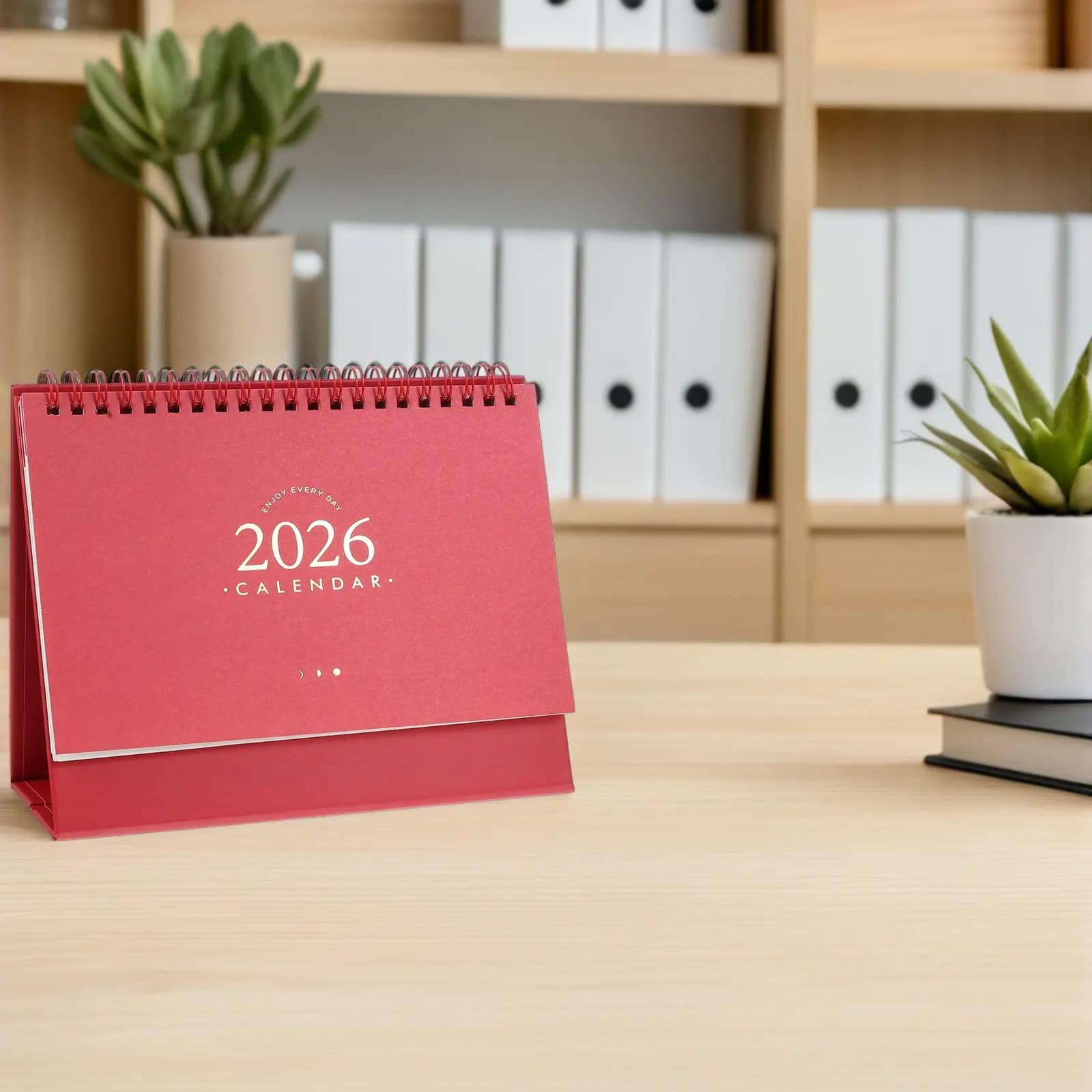 2 Pezzi Calendario da Tavolo Vintage 2026, Planner da Scrivania con Pagine Girevoli, Organizzatore Giornaliero per Ufficio e Casa, Grande e Mini Formato da Tavolo