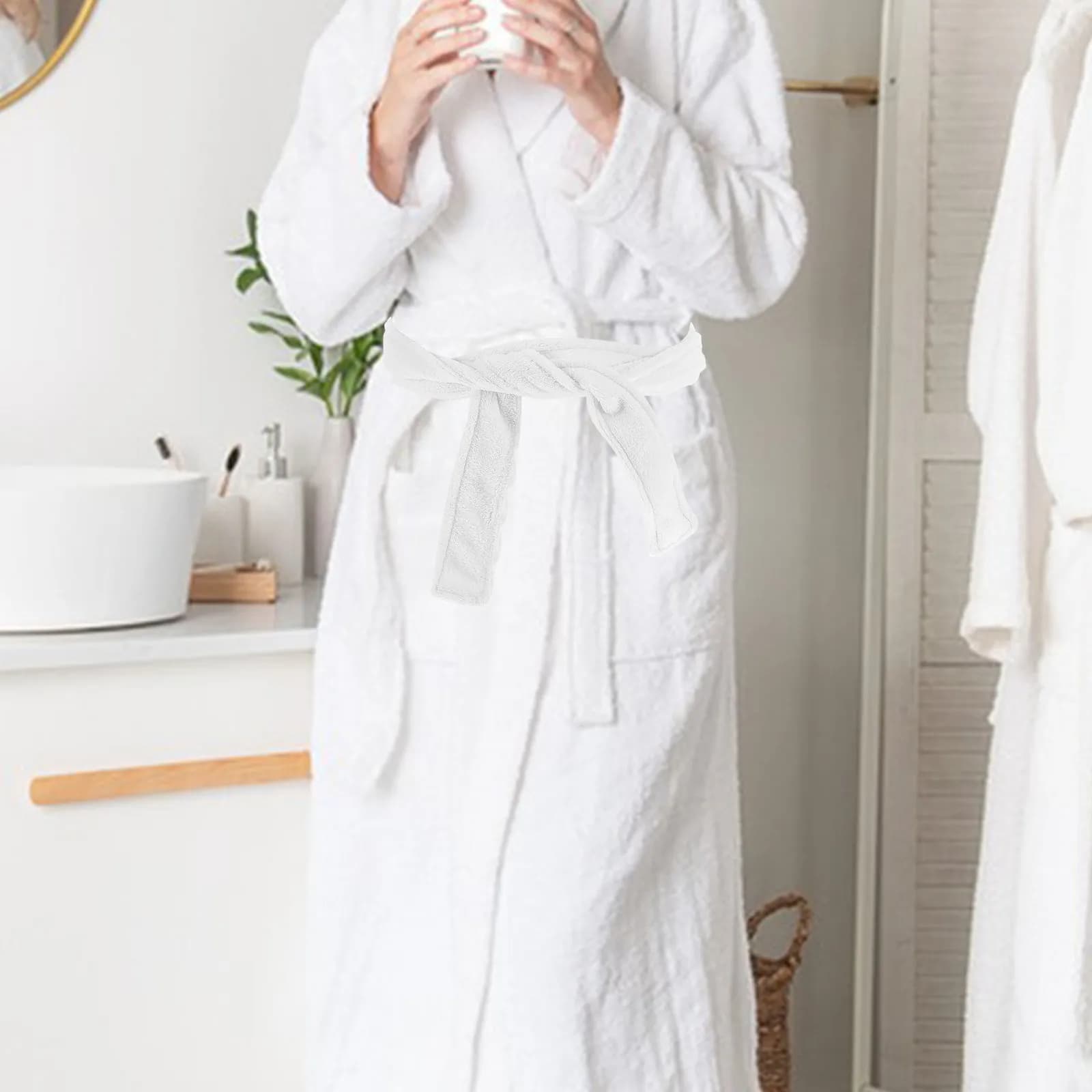 2Pcs Flannel Bathrobe Belt Soft Comfortable Robe Waist Strap Replacement for Hotel Spa Home Use Elegant Thick Tie for Adult Men