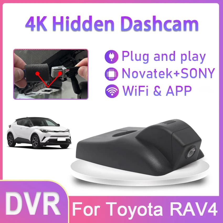 Plug and Play Car DVR 4K UHD Dash Cam Camera for Toyota RAV4 Limited Hybrid GXL 2016 2017 2018