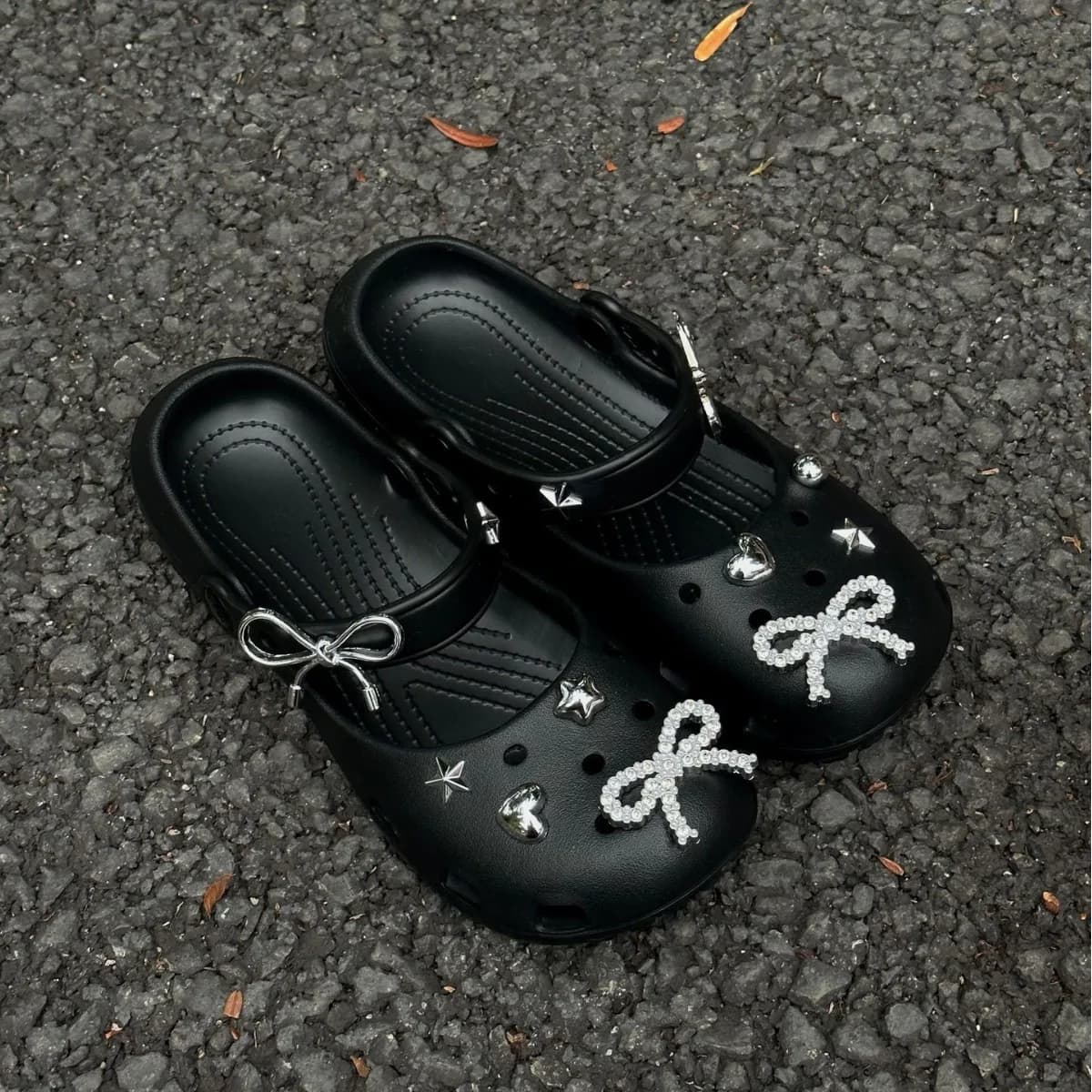 New ballet hole shoes flower high-end silver rhinestone flower DIY shoe buckle pearl love accessories