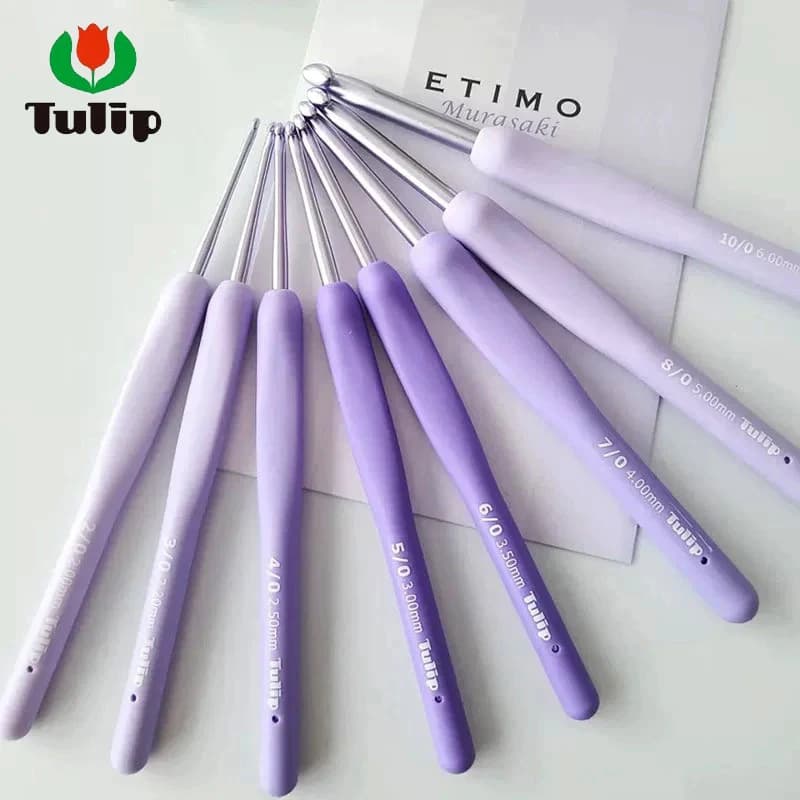 Original Tulip Etimo Murasaki Crochet Hook With Cushion Grip Tulip Knitting Hooks Sweater Yarn Crochet Hook Crochet Tool