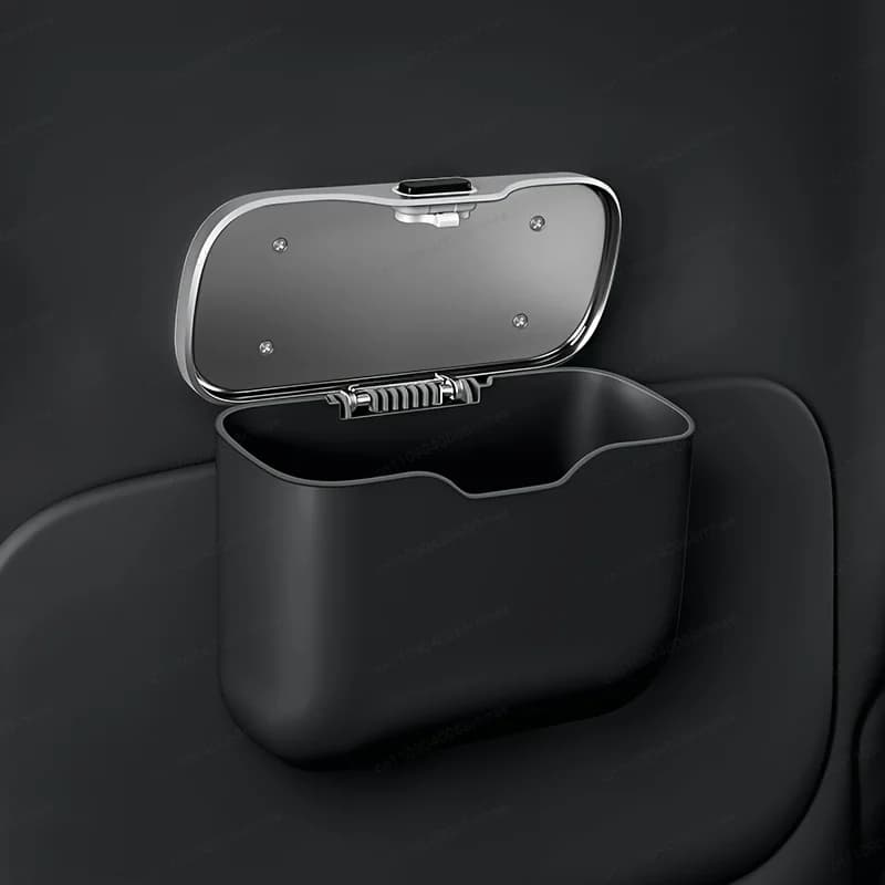 Cestino Multifunzionale per Auto con Coperchio a Bottone, Contenitore Appendibile per Uso Umido e Asciutto, Accessori Interni Auto, Scatola Organizer