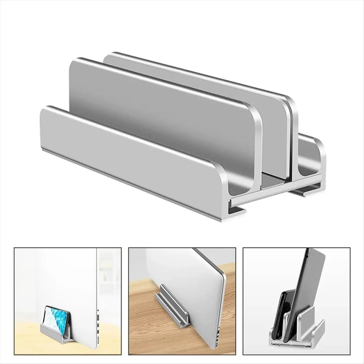 T836C-Adjustable Laptop Stand Holder Three Slots Aluminum Alloy Silicone Notebook Rack Computer Support Tablet Phone HOT