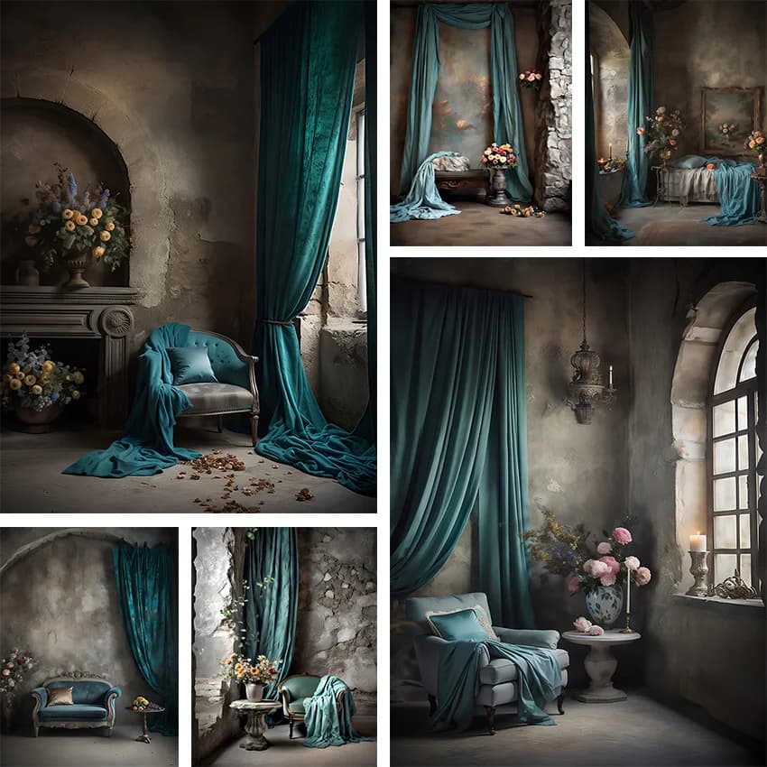 Mehofond Photography Background Retro Indoor Curtain Flower Kids Birthday Wedding Maternity Portrait Decor Backdrop Photo Studio