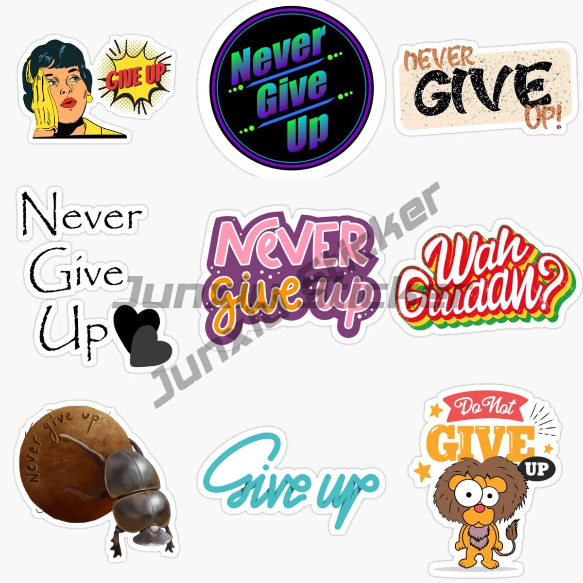 WE NUH GIVE UP NEVER GIVE UP Creativo Off-road Adesivi per auto Bagagli Casco Skateboard Bici Moto Vinile Decalcomania autoadesiva