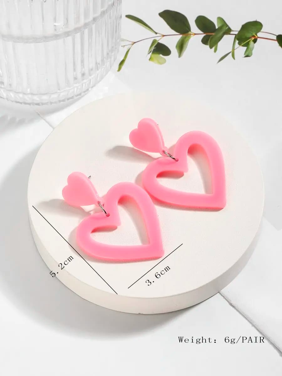 Orecchini pendenti in acrilico a forma di cuore per le donne, regalo di San Valentino, da indossare ogni giorno