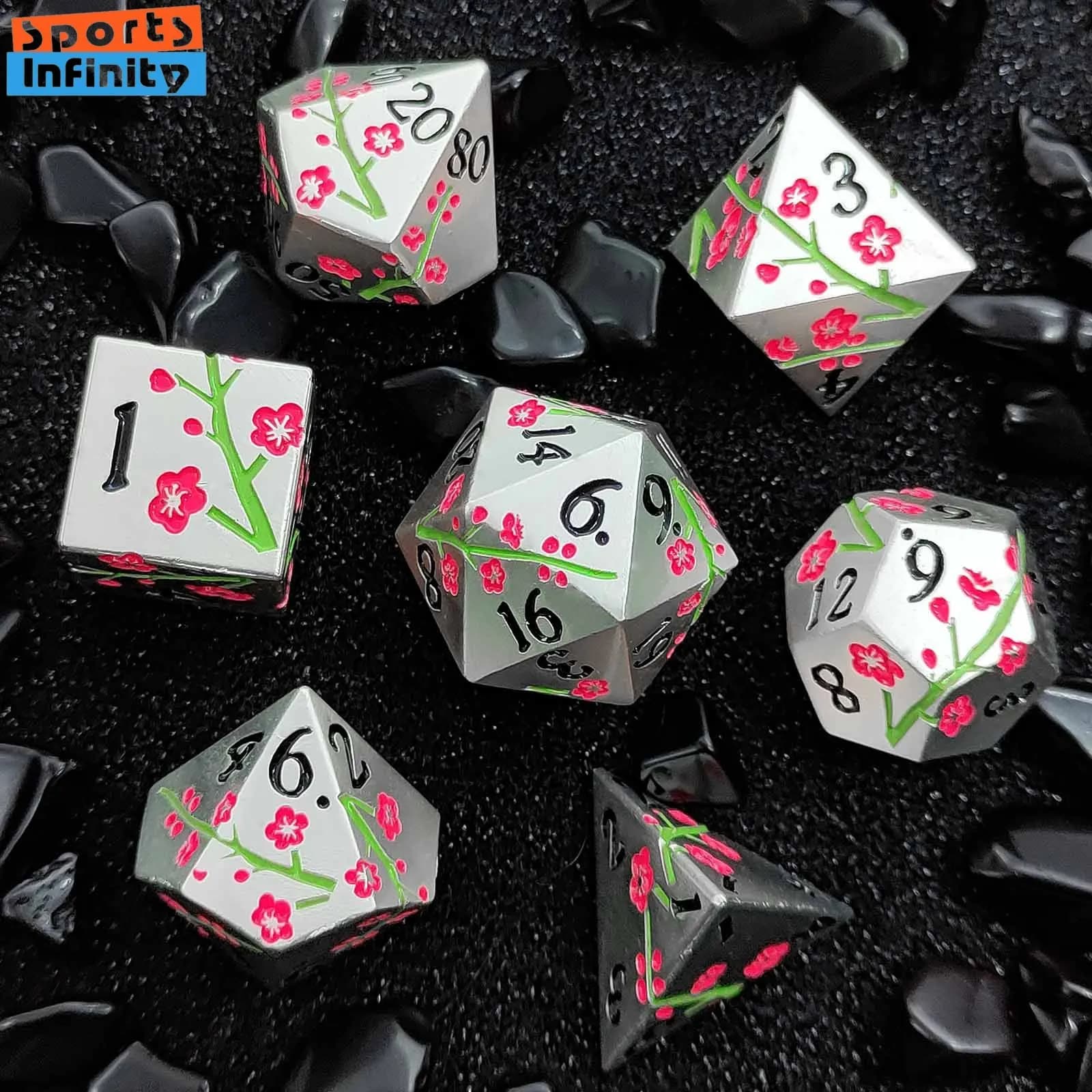 7 pezzi/set di metallo prugna numero dadi COC Running Group DND TRPG set di dadi poliedrici D6 Cthulhu gioco da tavolo dadi Dnd