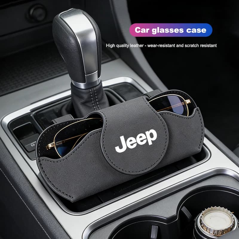 Custodia per occhiali per auto Visiera parasole Scatola per occhiali da sole Accessori per Jeep Grand Cherokee Wrangler JK Gladiator Compass Renegade