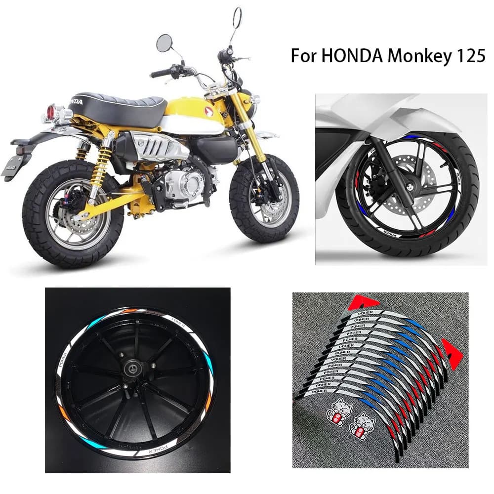 Strisce gommate adesivi per pneumatici per ruote moto nastro riflettente per auto decalcomanie per biciclette per moto per Honda MSX 125 Monkey 125 MSX125