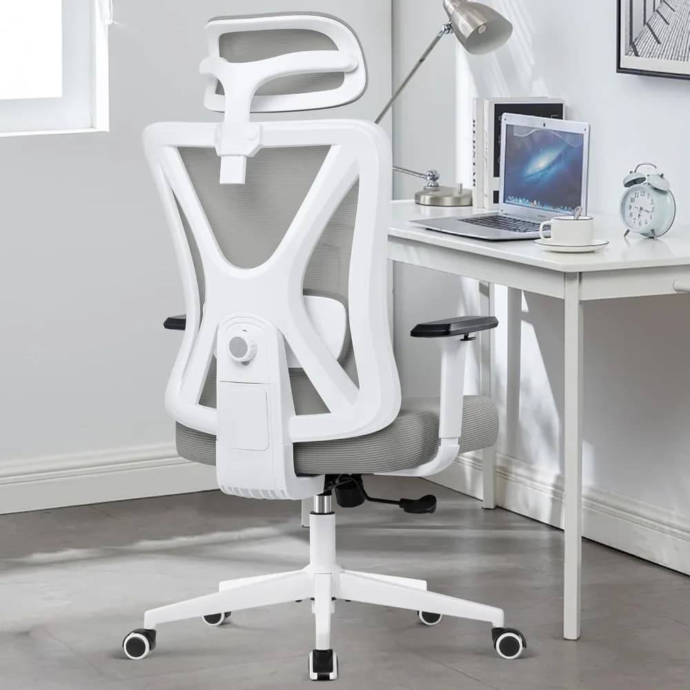 Sedia da ufficio ergonomica, sedia da scrivania direzionale girevole con rotelle, sedia da gioco in rete traspirante con poggiatesta regolabile, bracciolo 3D