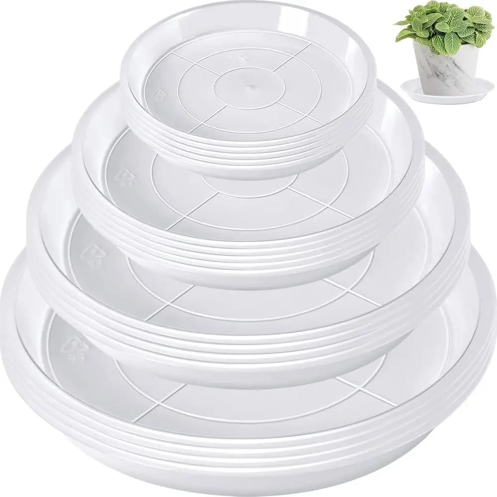 18 Pack Clear Plant Drip Trays for 4/6/8/10 Inch Pots - Water-Repellent for Gardens and Balconies