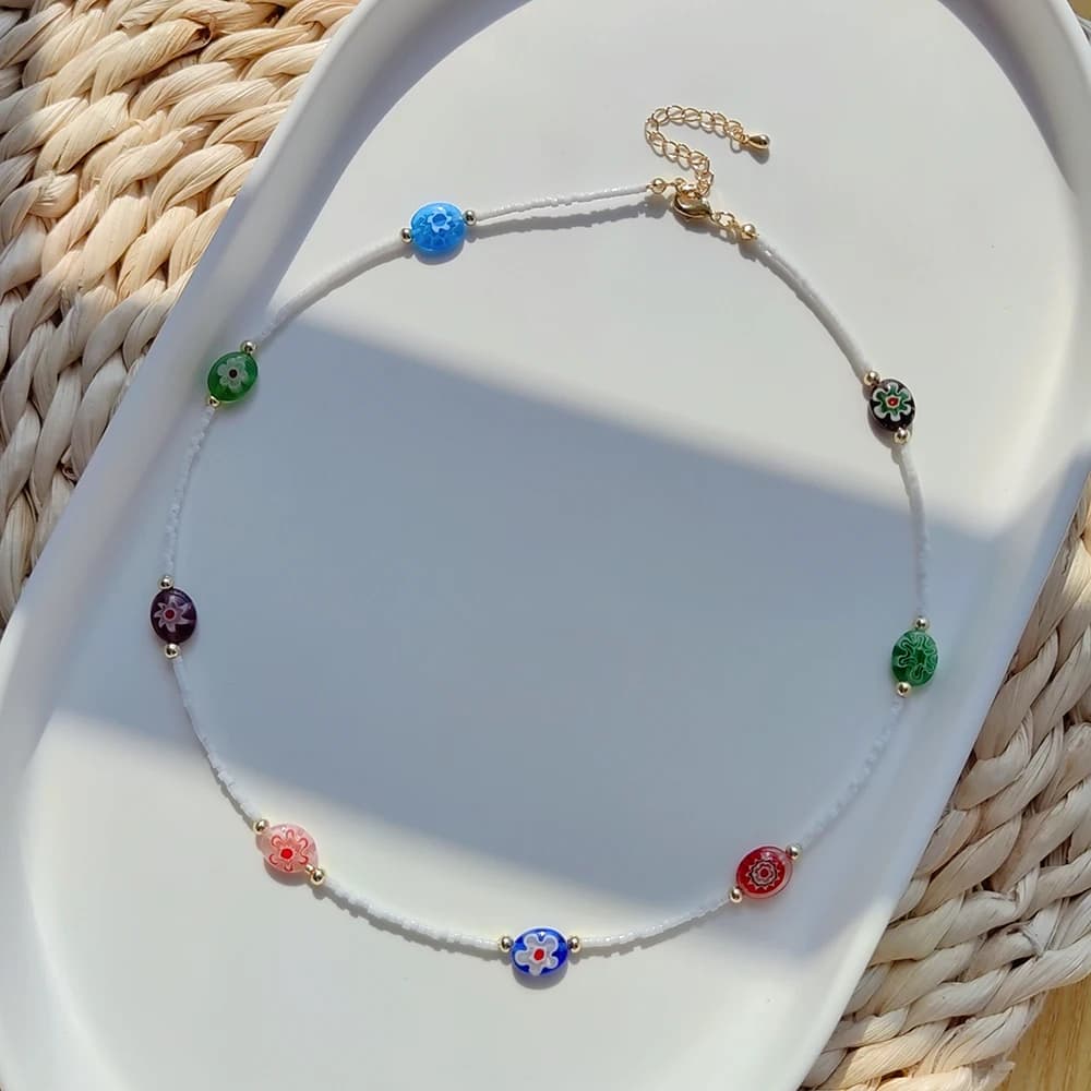 Kkwhead Liuli Flower Beads necklace gifts jewelry for women Miyuki Seed Beads necklace jewelry Y2K accessories